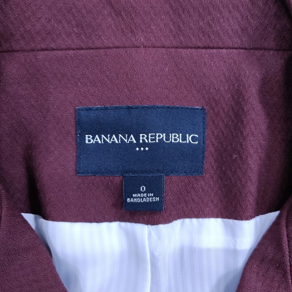 Banana Republic Burgundy Double Breasted Academia School Twee Blazer‎ Shacket 0 - Picture 8 of 11